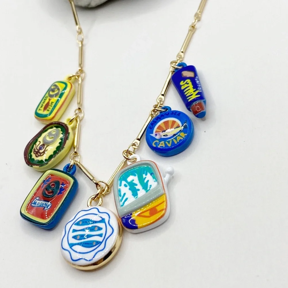 NEW Ceramic Sardine Charm Layering Necklace - Picture 3 of 8
